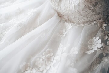 A detailed view of a wedding dress displayed on a mannequin. Perfect for bridal shops, wedding blogs, and fashion websites