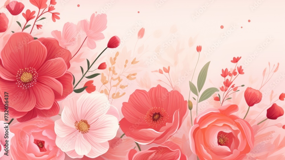 Aufkleber a painting of flowers on a wall. can be used to add a touch of nature and color to any interior desi