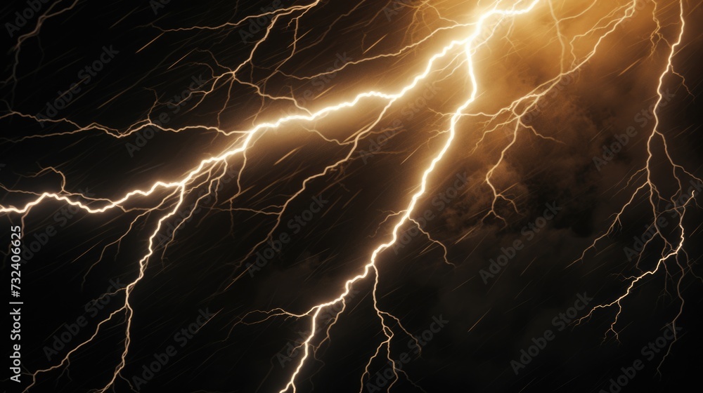 Poster A close up view of a lightning strike in the sky. This image captures the powerful force of nature. Perfect for illustrating storms and natural phenomena