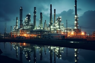 Massive Industrial oil refinery. Power fuel. Generate Ai