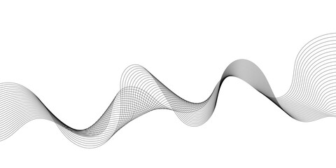 Abstract black line wave background, flowing wave line design vector illustration - obrazy, fototapety, plakaty