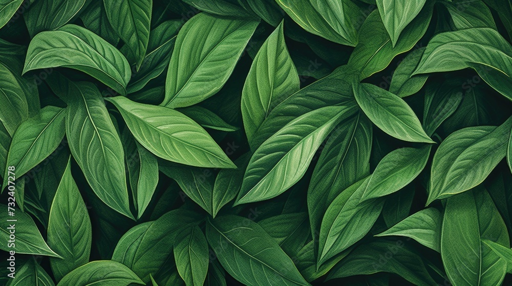 Poster a close-up view of a bunch of vibrant green leaves. perfect for nature enthusiasts and eco-friendly 
