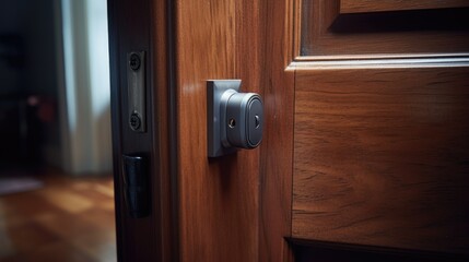 Close up of a wooden door handle. Perfect for architectural or home improvement projects