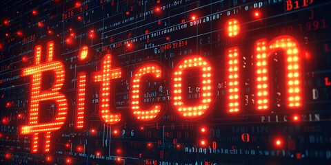Fototapeta premium Bitcoin Displayed on Computer Screen