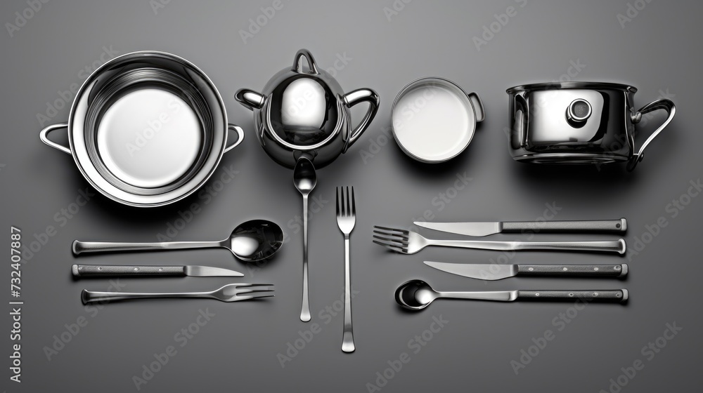 Poster a beautifully arranged table setting with black and white accents. perfect for showcasing sophistica
