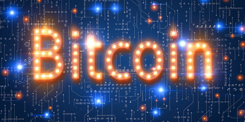 Obraz premium Bitcoin on Circuit Board