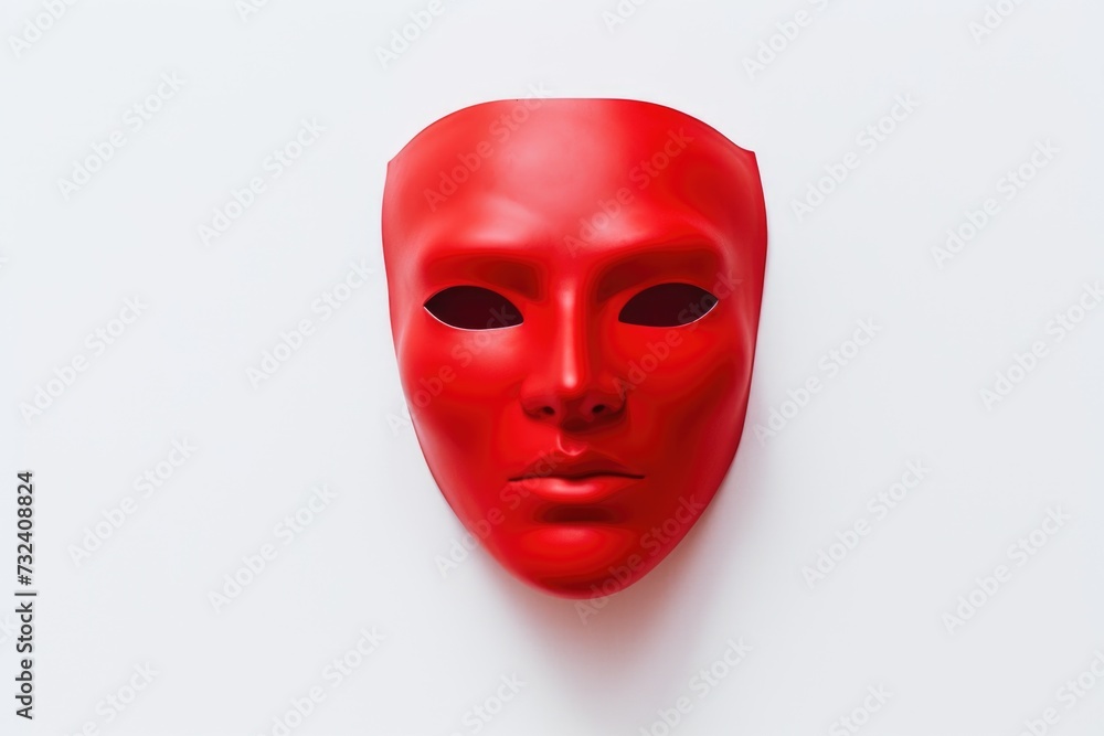 Aufkleber a red mask placed on a white surface. suitable for various artistic and creative projects