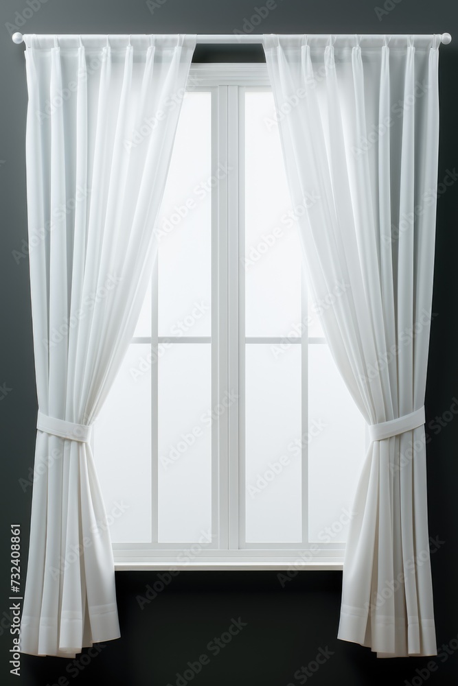 Poster A window with white curtains. Perfect for adding a touch of elegance to any room