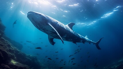 Fototapeta premium whale calf underwater