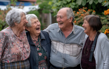 The elderly are happily participating in outdoor activities, enjoying their retirement time