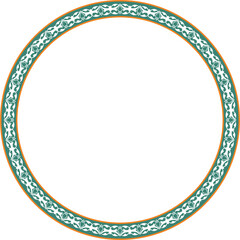 Vector colored round Turkish ornament. Ottoman circle, ring, frame.
