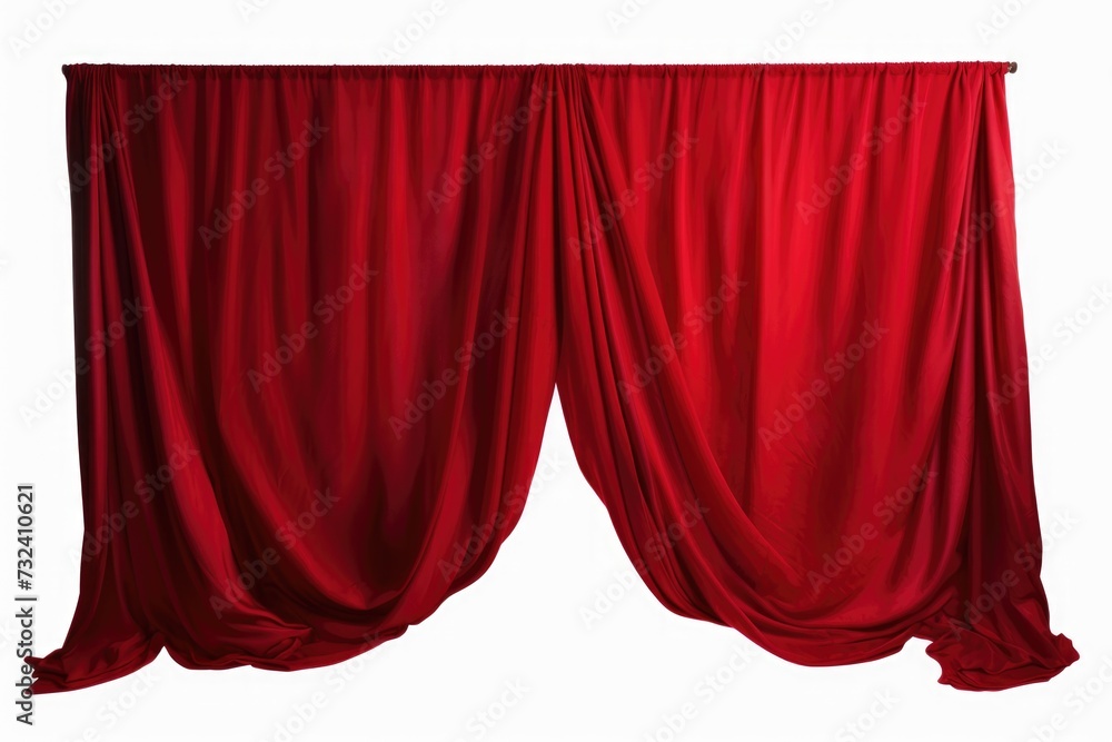 Leinwandbilder A vibrant red curtain stands out against a clean white background. This versatile image can be used to add a pop of color or create a theatrical atmosphere in various design projects