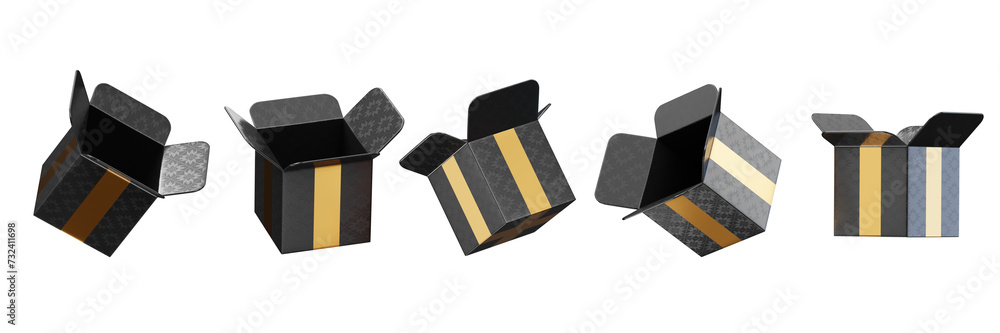 Poster box parcel collection set isolated background 3d rendering