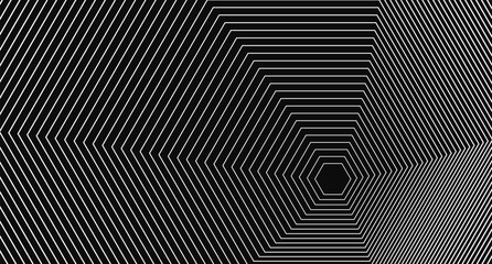 Black and White Geometric Hexagon Illusion Vector