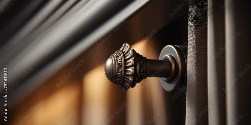 Poster A close-up shot of a door handle. Perfect for adding a touch of elegance and sophistication to your design projects