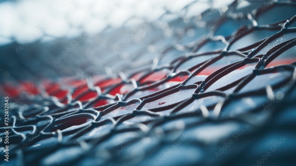 Poster A detailed view of a chain link fence. This versatile image can be used to represent security, boundaries, or urban landscapes