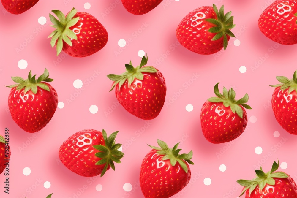 Aufkleber A playful pattern of strawberries with the word 