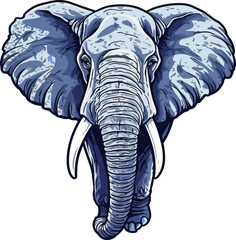 Elephant, black and blue color, vector