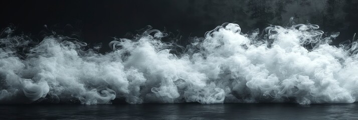 Abstract White Smoke On Black Background, Background Banner
