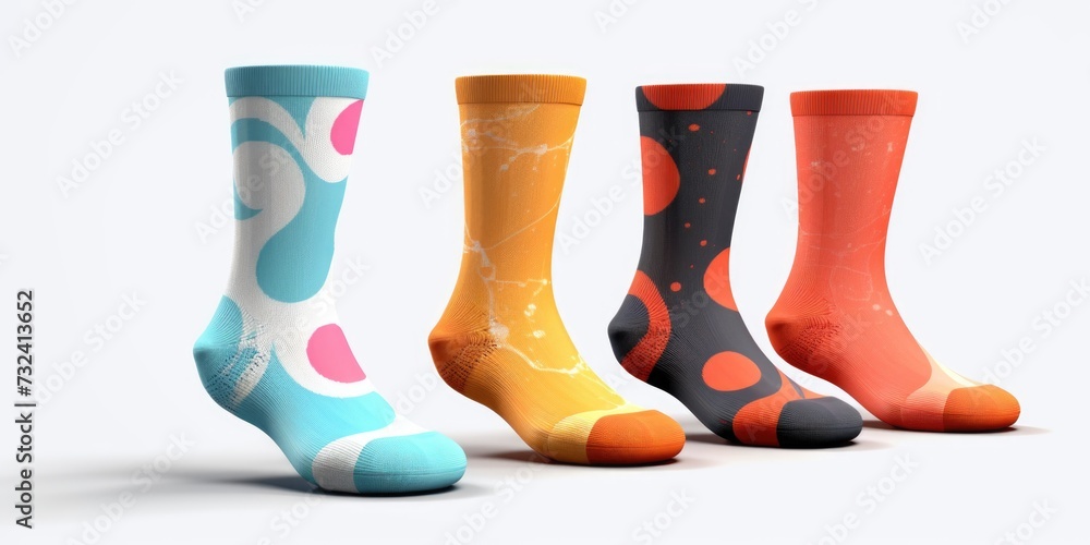 Aufkleber A vibrant collection of three pairs of colorful socks. Perfect for adding a pop of color to any outfit.