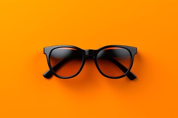 black sunglasses on orange background
