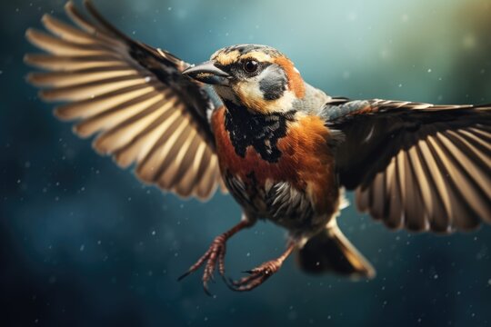 A bird soaring through the air with its wings spread wide. Perfect for nature or wildlife themes