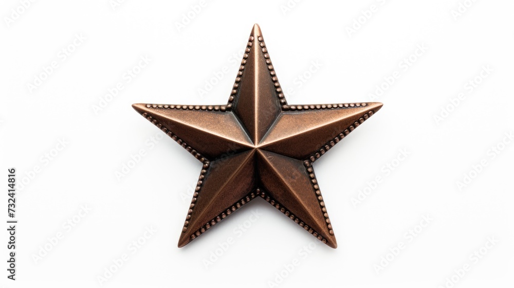 Poster a metal star placed on a clean white surface. this versatile image can be used for various purposes