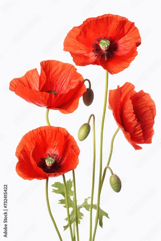Poster a group of red poppies sitting next to each other. suitable for various floral and nature-themed des
