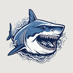 Shark logo. Great white shark print