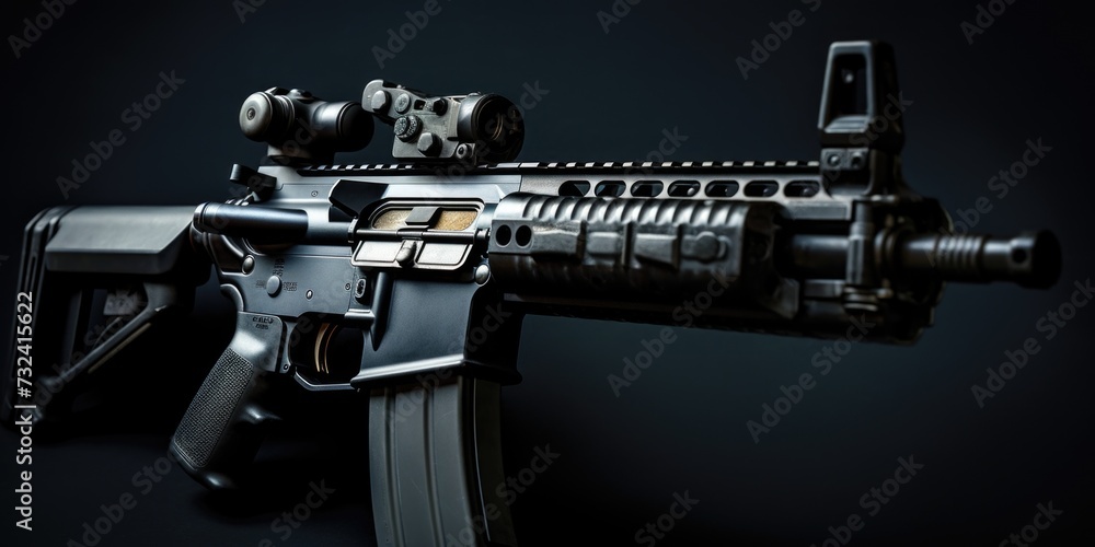 Aufkleber a machine gun with a red dot sight attached for enhanced accuracy. ideal for military and law enforc