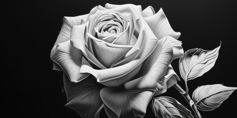 A black and white photo of a rose. Suitable for various design projects