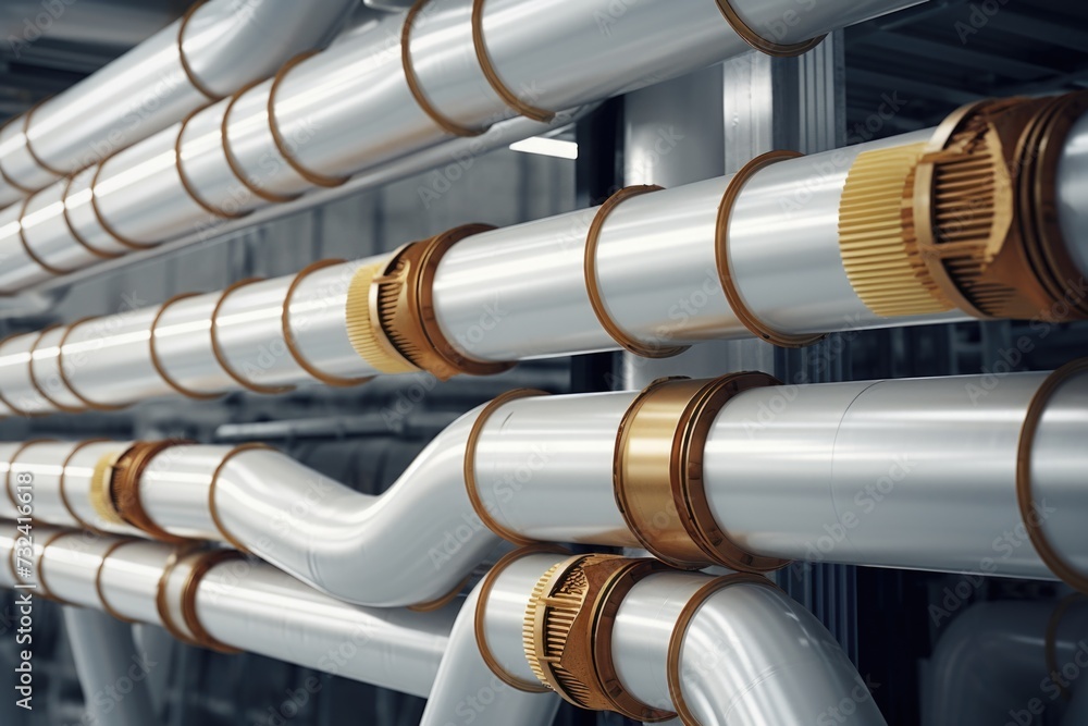 Poster A network of interconnected pipes. Versatile image for various industries and concepts