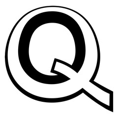 Logo letter q, tall slender font letter q perspective height