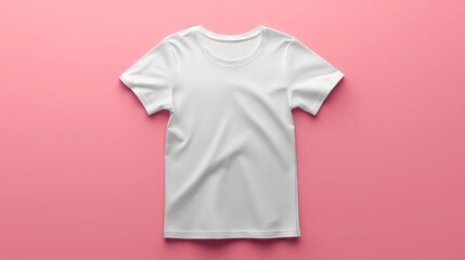 Blank white t-shirt mock-up template, isolated on pink.