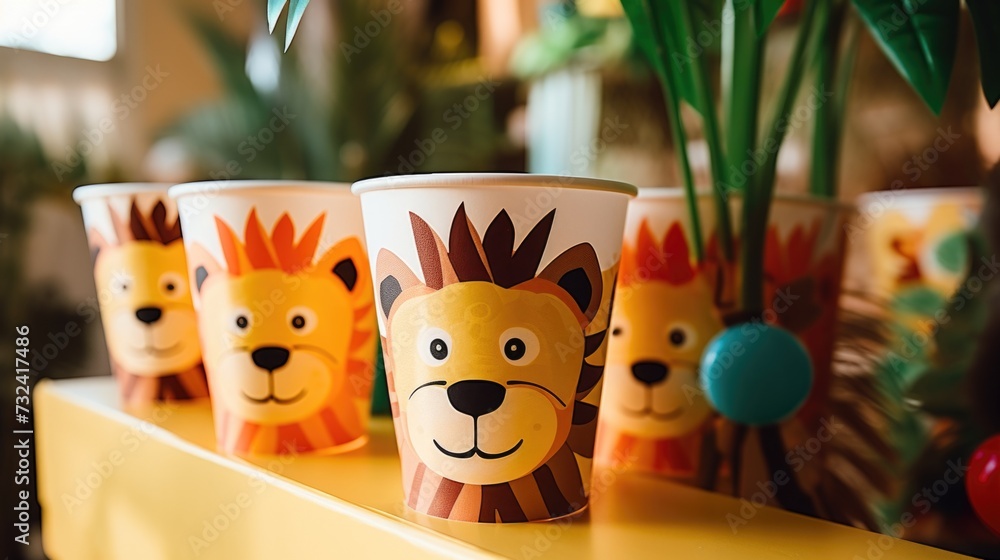 Poster cups with various designs on them. perfect for adding a touch of personality to your drinkware colle