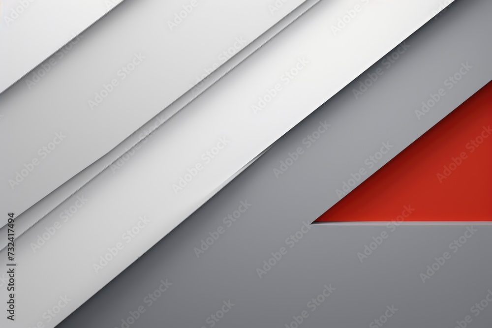 Poster A modern gray and red wallpaper featuring a prominent red triangle. Perfect for adding a pop of color to any room.