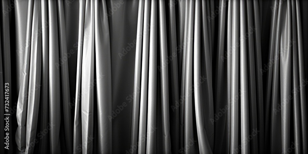 Poster a black and white photo of a curtain. can be used for interior design projects or as a background im