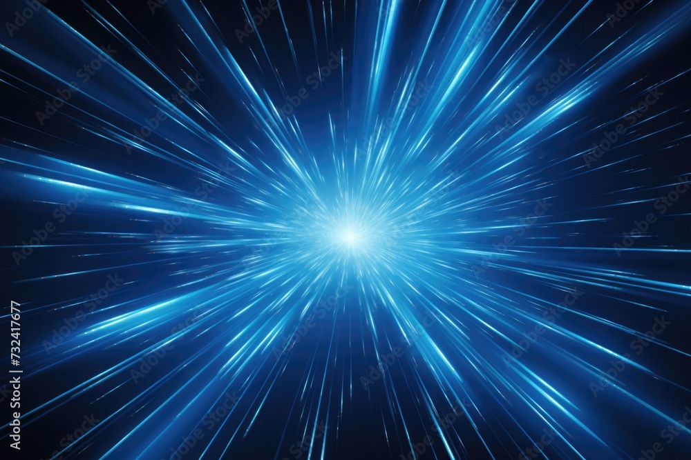 Poster a vibrant blue star burst against a dark black background. perfect for adding a pop of color to any 