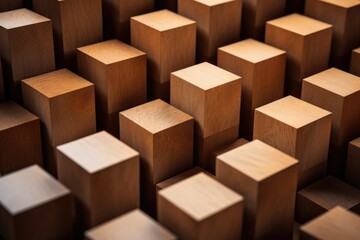 A close-up photograph of a bunch of wooden blocks. This versatile image can be used for various creative and educational purposes
