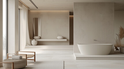 Fototapeta na wymiar The beauty of minimalist elegance through interior design featuring refined lines