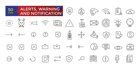 Set of alerts and warning related icons set, ui icons collection