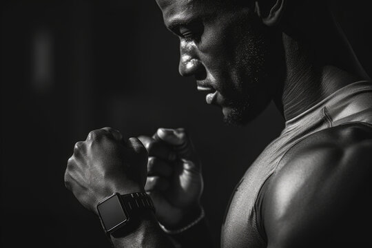 A picture of a man wearing a watch on his wrist. Can be used to illustrate concepts of time, punctuality, fashion, or accessorizing