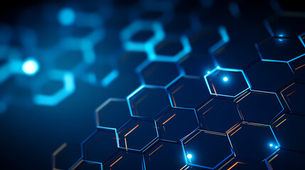 Modern science background hexagon lines and points wave flow abstract background