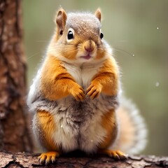 Naklejka na ściany i meble Curious Squirrel Close-Up