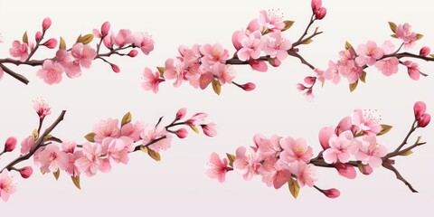 A bunch of pink flowers on a branch. Suitable for nature or floral-themed designs