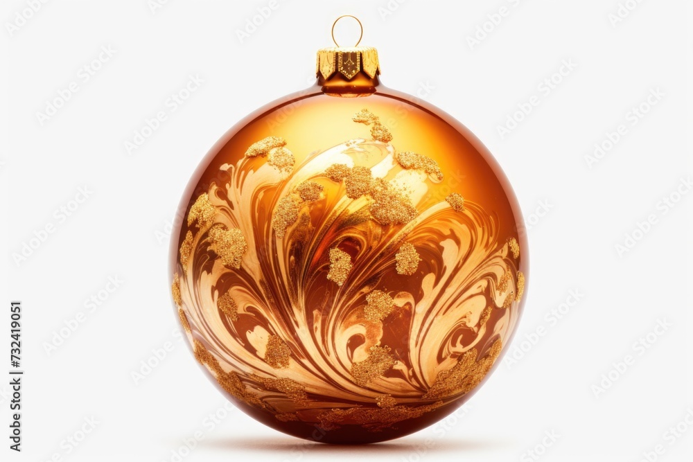 Poster a glass christmas ornament with a beautiful gold design. perfect for adding a touch of elegance to y