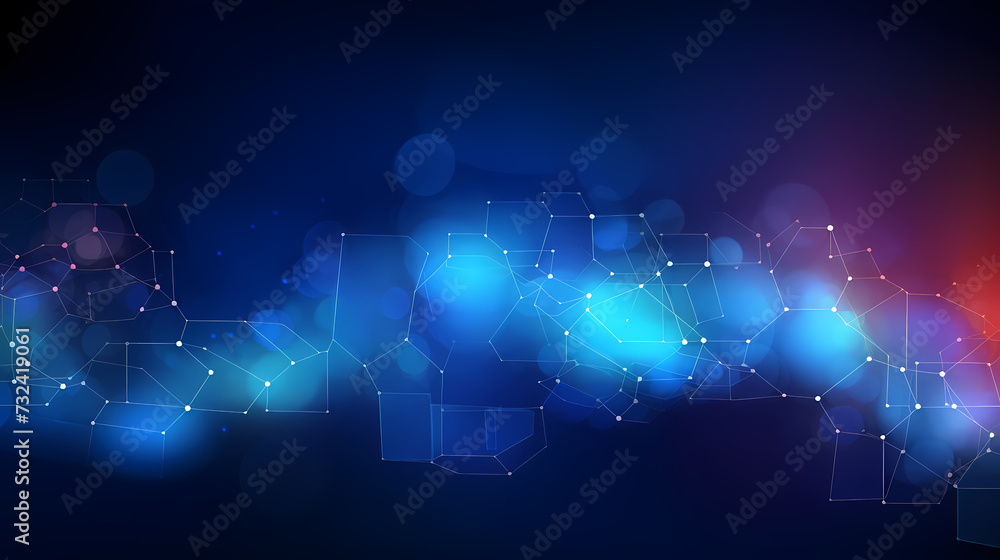 Poster modern science background hexagon lines and points wave flow abstract background