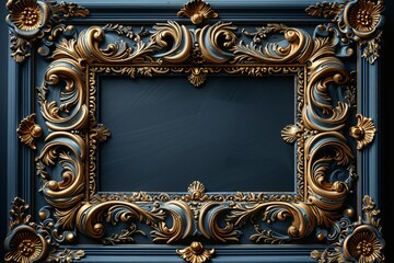 Golden Frame with Blue Background: A Perfect Match for Monthly Events and Trendy Themes Generative AI