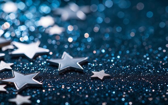 Five Silver Stars on a Blue Background