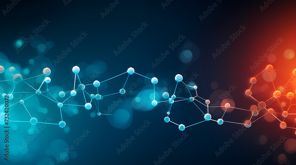 Poster modern science background hexagon lines and points wave flow abstract background